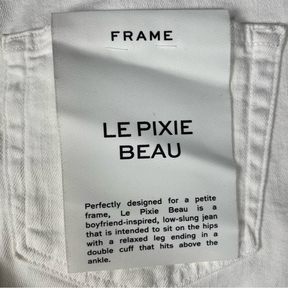 Frame Jeans Womens 26 White Le Pixie Beau Distressed Boyfriend Blanc Drive Rips - Picture 10 of 12